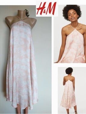 H&M Pink White Tie Dye Slip Dress US 2‎ EUR 34 Summer Festival Y2K Boho Pastel